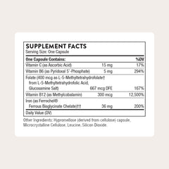 THORNE Advanced Iron Complex capsules ready for convenient daily intake.