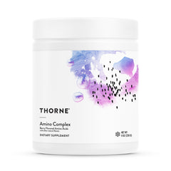 THORNE Amino Complex lean muscle powder jar supports training goals.