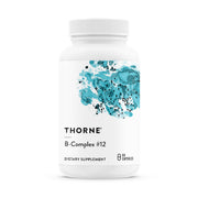 THORNE B-Complex #12 bottle-front showing a complete B vitamin blend for daily energy support