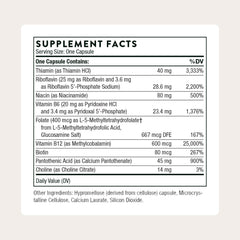 THORNE B-Complex #12 label close-up emphasizing active B vitamins and folate for absorption