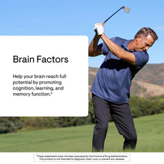 THORNE Brain Factors capsules beside a glass of water for easy daily dosing.