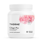 THORNE Collagen Plus bottle front showing a trusted collagen source for skin, hair, and nails.