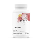 THORNE CoQ10 bottle with label highlights superior absorption and energy support.
