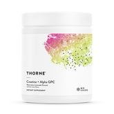THORNE Creatine Alpha-GPC powder tub shown for smooth mixing and reliable performance support.