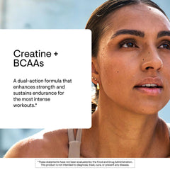 THORNE Creatine + BCAAs micronized creatine powder close-up showing fine texture for quick mix