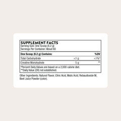 THORNE Creatine measuring scoop shows precise 5 g dosing for workouts.