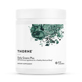 Thorne Daily Greens Plus bottle with refreshing mint flavor for daily nutrition.