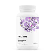 THORNE Ginseng Plus bottle front promotes focus and resilience