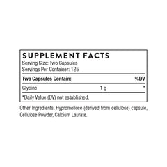 THORNE Glycine capsules closeup highlighting easy-to-swallow tablets