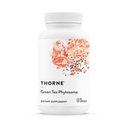 THORNE Green Tea Phytosome bottle shows caffeine-free antioxidant support for daily wellness.