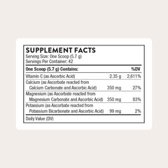 THORNE bottle back label highlights mineral buffering for easier absorption