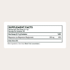 Scoop of Thorne magnesium bisglycinate powder for nightly routine.