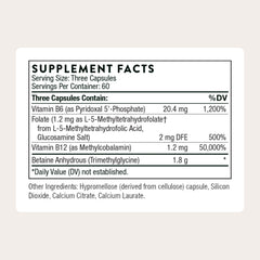 Thorne Methyl-Guard capsules closeup highlighting active B vitamins for absorption