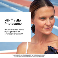 Thorne Milk Thistle Phytosome bottle with glass of water for daily intake