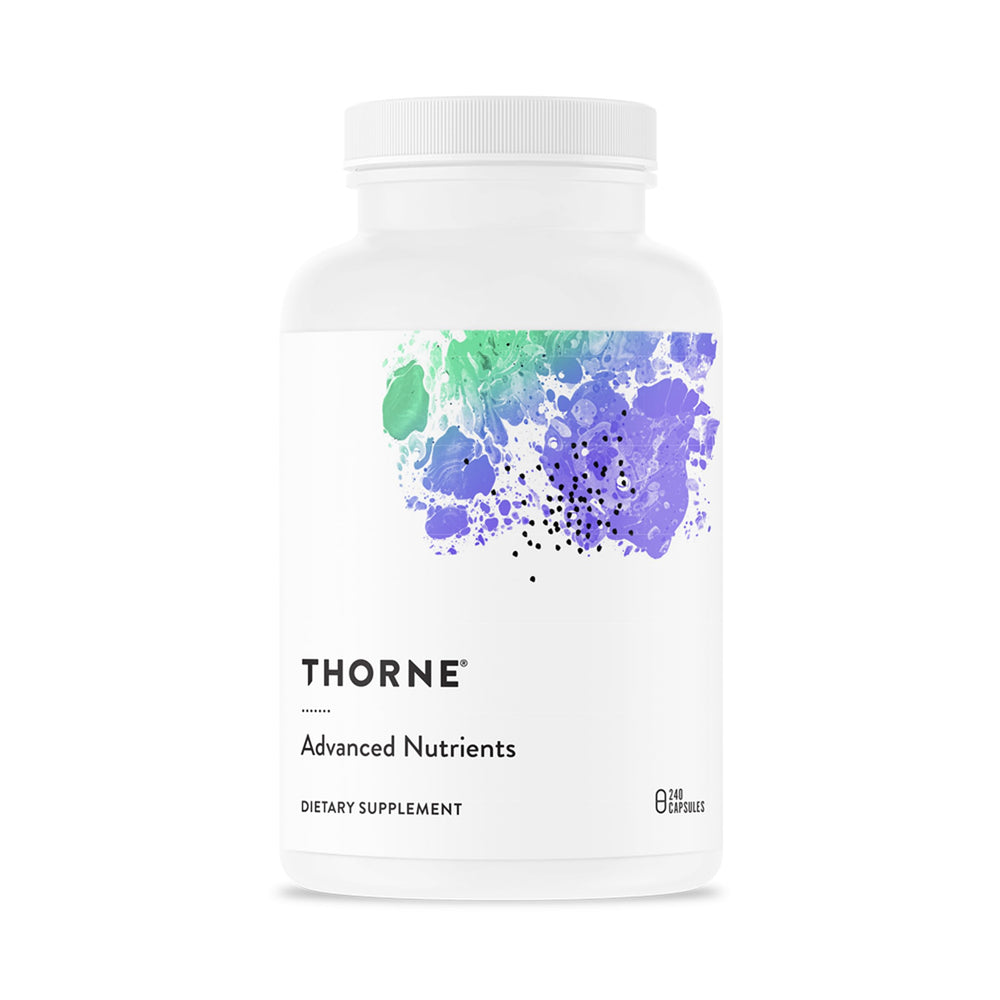 Thorne multivitamin bottle front view signals daily foundational wellness.