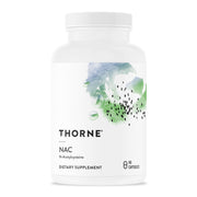 THORNE NAC 500mg bottle close-up highlighting immune support potential.