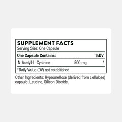 THORNE NAC bottle label detail showing gluten-free and dairy-free formulation.