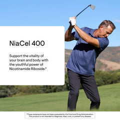 THORNE NiaCel 400 cap close-up emphasizes easy daily energy support.