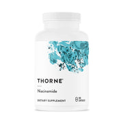 THORNE Niacinamide 500mg bottle view highlighting the non-flushing B3 form.