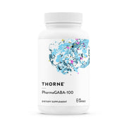 THORNE PharmaGABA-100 bottle close-up showing natural GABA for calm support