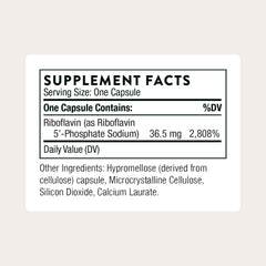 THORNE Riboflavin 5'-Phosphate capsules close-up for easy use