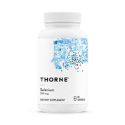 Thorne selenium 200mcg bottle for daily antioxidant support.