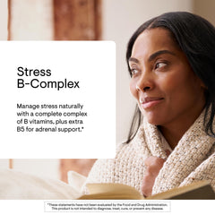 THORNE Stress B-Complex label close-up shows bioavailable B vitamin activations.