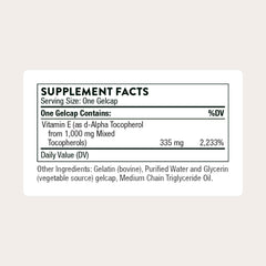 THORNE Ultimate-E purified by molecular distillation, allergen-free formulation.