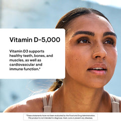 THORNE Vitamin D-5000 capsules close-up showing soft gel capsules for convenient daily intake.