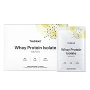 Thorne Whey Protein Isolate bottle with nutrition facts supporting post-workout recovery.
