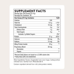 THORNE Whey Protein Isolate vanilla scoop and powder close-up for quick, easy mixing