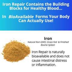 Three Arrows Iron Repair label design emphasizes clean ingredients.
