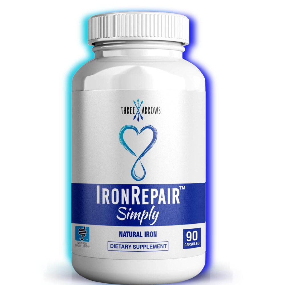 Three Arrows Iron Repair packaging shows natural iron for gentle daily support.