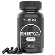 Thrival Digestival bottle pour shows easy daily gut support and gentle relief.