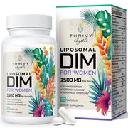 ThrivyThystle Liposomal DIM bottle on white background for easy daily hormone balance support.
