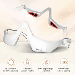 Thryve Under Eye Red Light Therapy device on face for targeted treatment