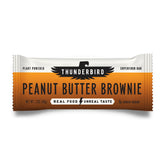 Thunderbird Real Food Bars peanut butter brownie packshot, gluten-free protein snack.