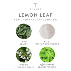Thymes Lemon Leaf room setting demonstrates refreshing citrus ambiance