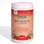 Tiiga Gut Health Drink Mix bottle highlighting convenient digestion-support format