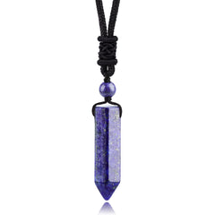 TIKCAUZ hexagonal blue crystal necklace with lapis lazuli pendant for serene daily wear