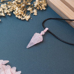 TIKCAUZ Rose Quartz Necklace hexagonal pendant showcasing craftsmanship
