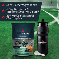 Glass of TITANIUM AIR being shaken for smooth hydration without grit.