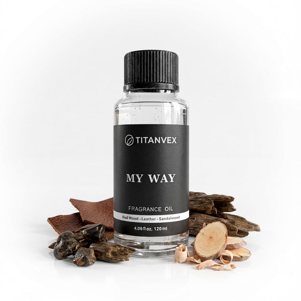 TitanVex My Way diffuser oil bottle front showing premium packaging for refined aromatherapy