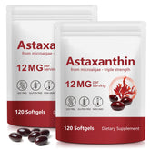 Tiuedu Astaxanthin 12mg bottle front with daily softgels for antioxidant support.