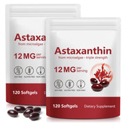 Tiuedu Astaxanthin 12mg bottle front with daily softgels for antioxidant support.