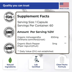 TIVA Ashwagandha capsules closeup showing 650 mg strength