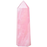 Tizzomx rose quartz crystal tower purifies energy and creates calm ambiance.