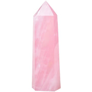 Tizzomx rose quartz crystal tower purifies energy and creates calm ambiance.