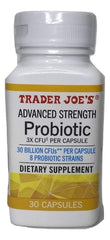 TJ's Trader Joe's Advanced Strength Probiotic bottle for daily digestive support