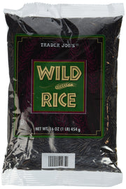 TJ's Wild Rice package visual showing two 16 oz bags ready for kitchen use.